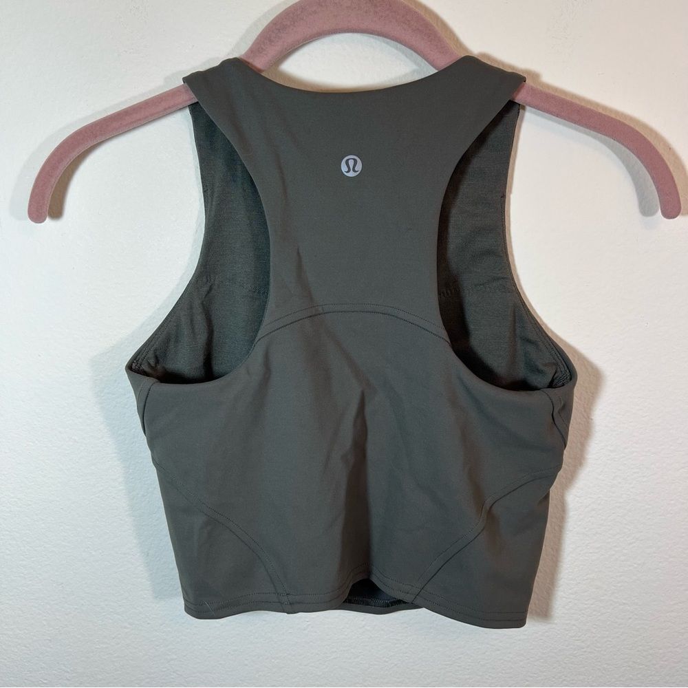 Lululemon Athletica Invigorate Training Tank Top with Bra‎ Olive Green 2 - Picture 6 of 10